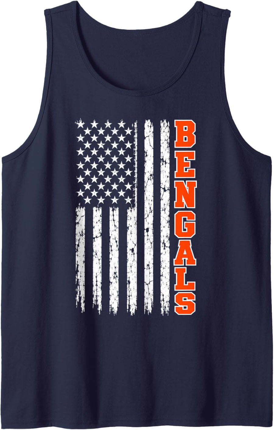 Bengals Cat Flag Sleeveless Tank Top - Navy Blue