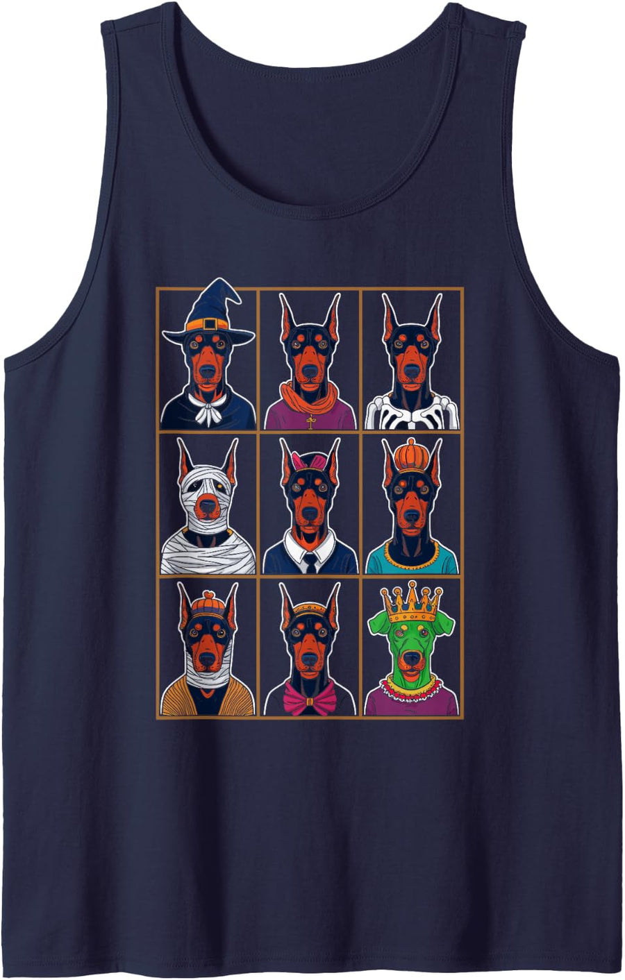 Halloween Doberman Pinscher Costume Sleeveless Tank Top - Navy Blue