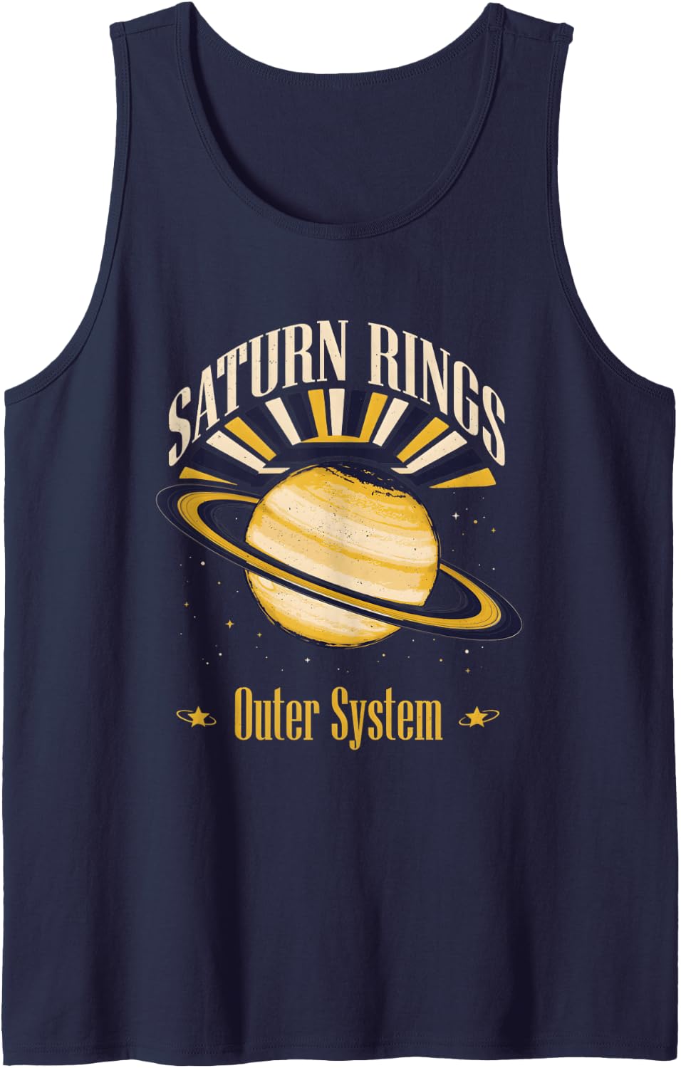 Saturn Rings Outer System Planet Astronomy Sleeveless Tank Top - Navy Blue