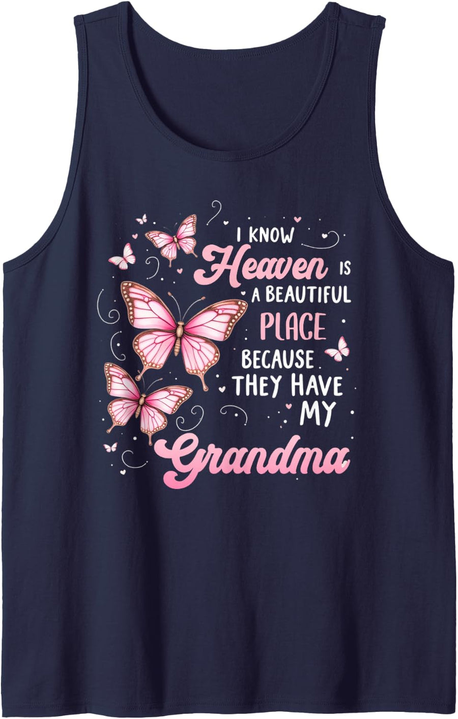 Grandma is My Guardian Angel in Heaven Memorial Day Sleeveless Tank Top - Navy Blue