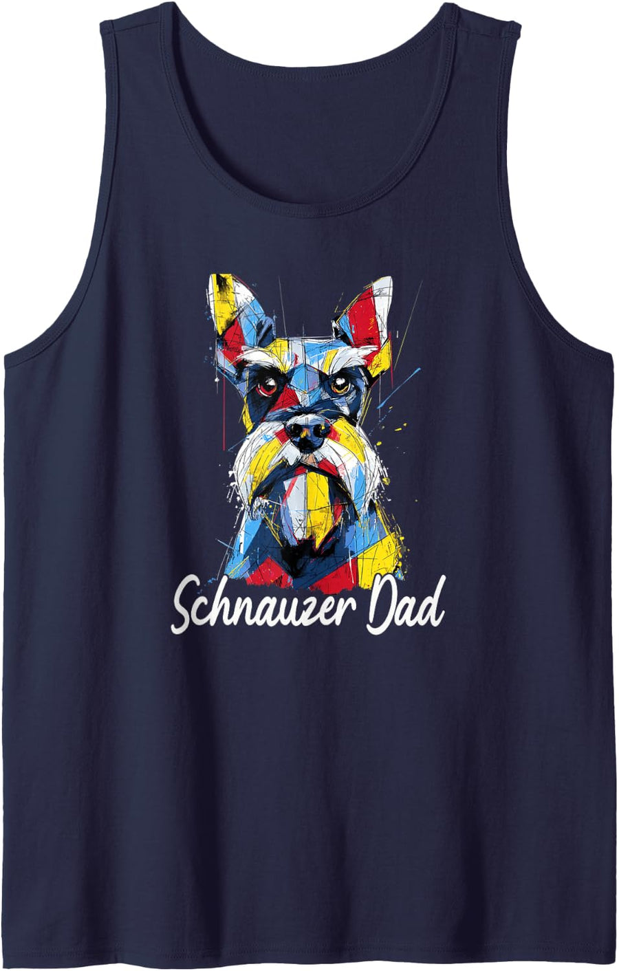Schnauzer Dad Dog Lovers Men Women Vintage Father's Day Sleeveless Tank Top - Navy Blue
