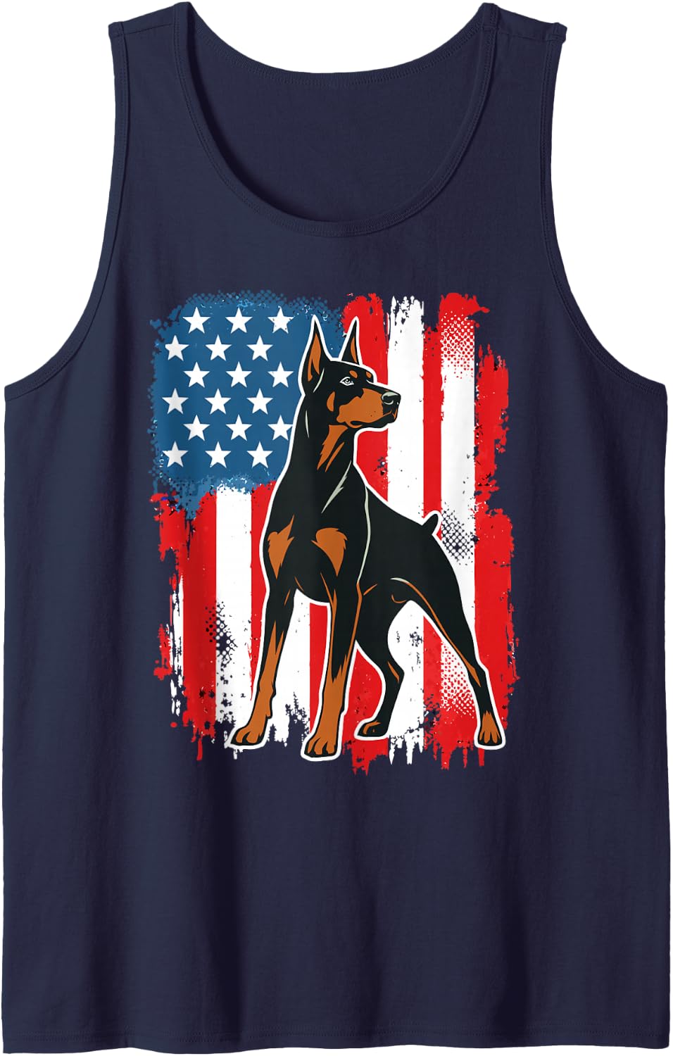 American Flag Doberman Mom Dad Doberman Pinscher Sleeveless Tank Top - Navy Blue