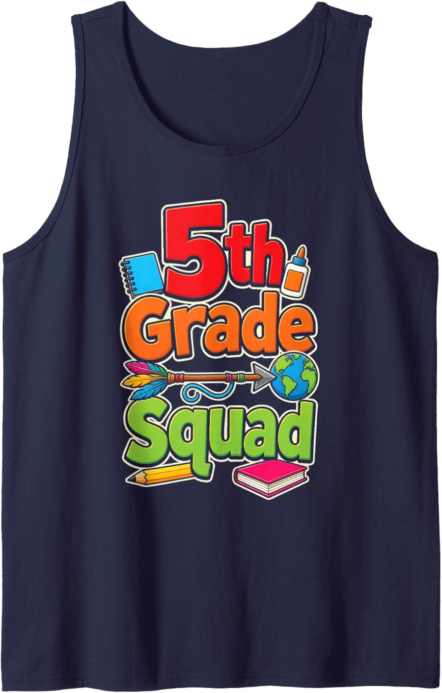 5th Grade Squad First Day of School Elementary Kids Sleeveless Tank Top - Navy Blue