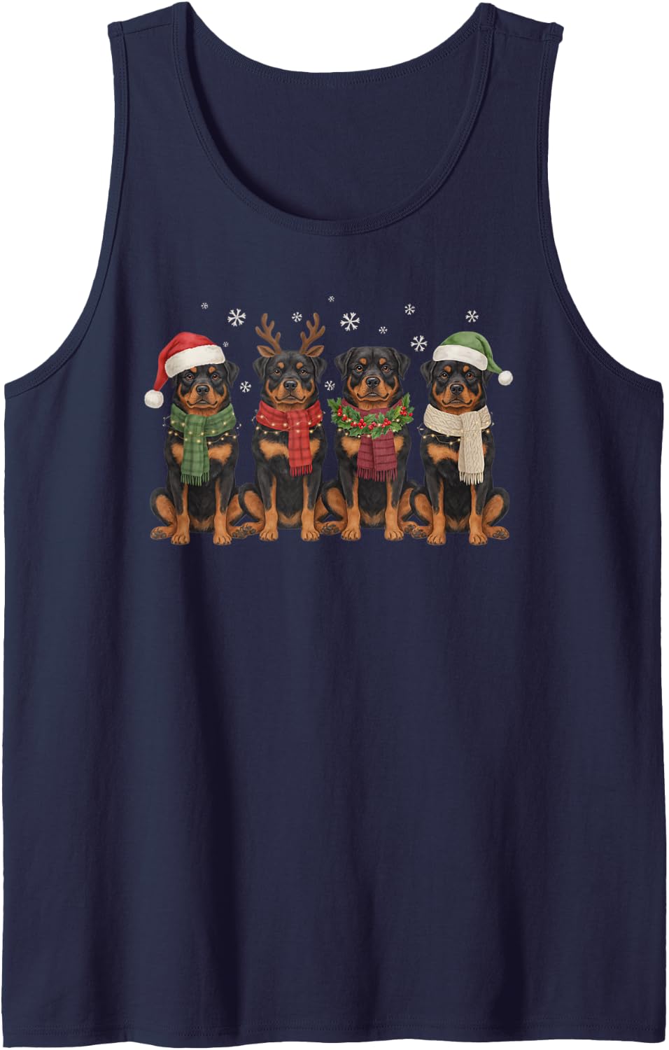Funny Rottweiler Christmas Friends Scarves Dog Mom Dad Lover Sleeveless Tank Top - Navy Blue