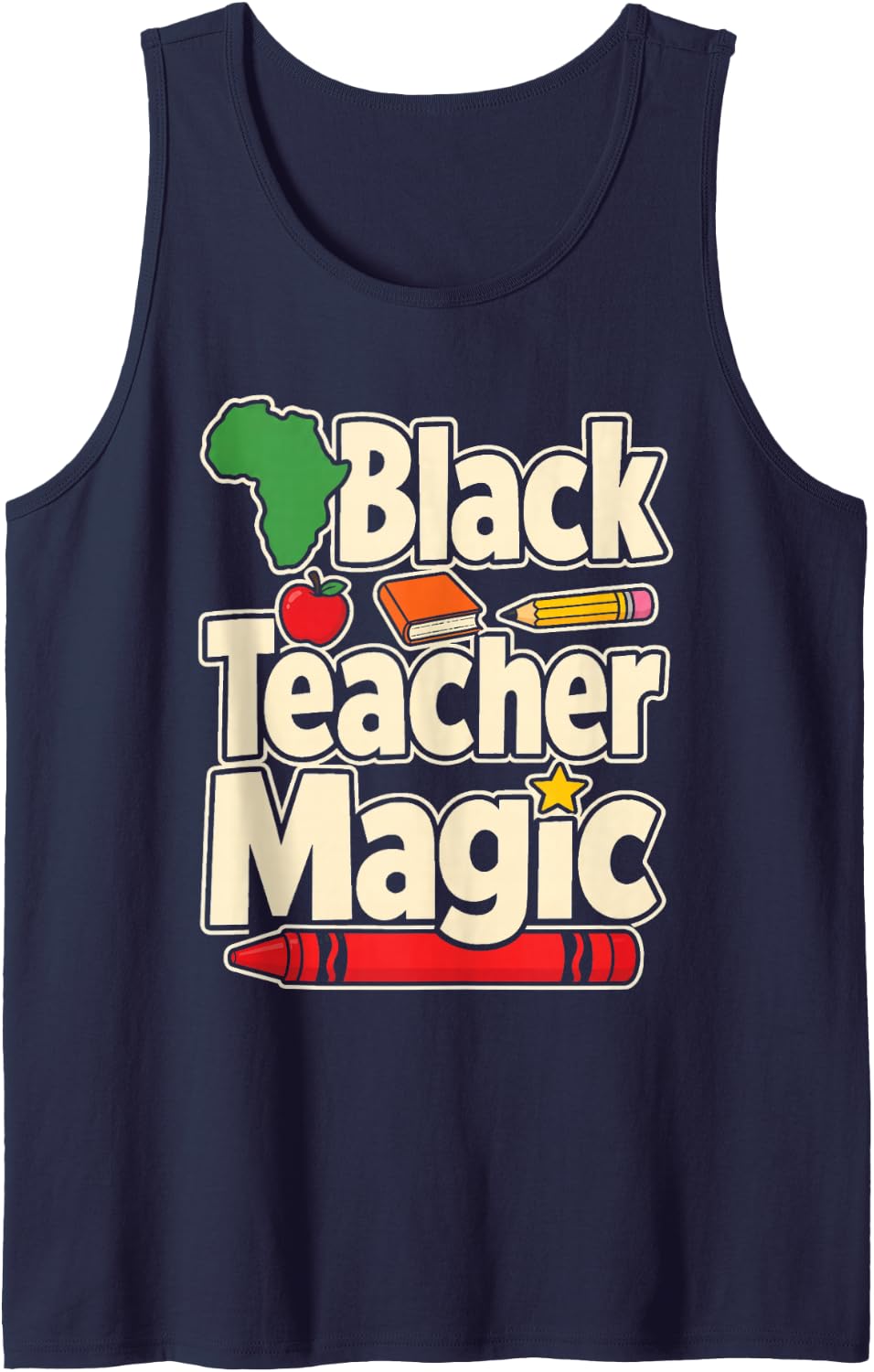 Black Teacher Magic Elementary School Classroom Sleeveless Tank Top - Navy Blue