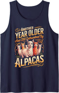 Another Year Older and Still Outnumbered By Alpacas Alpaca Sleeveless Tank Top - Navy Blue