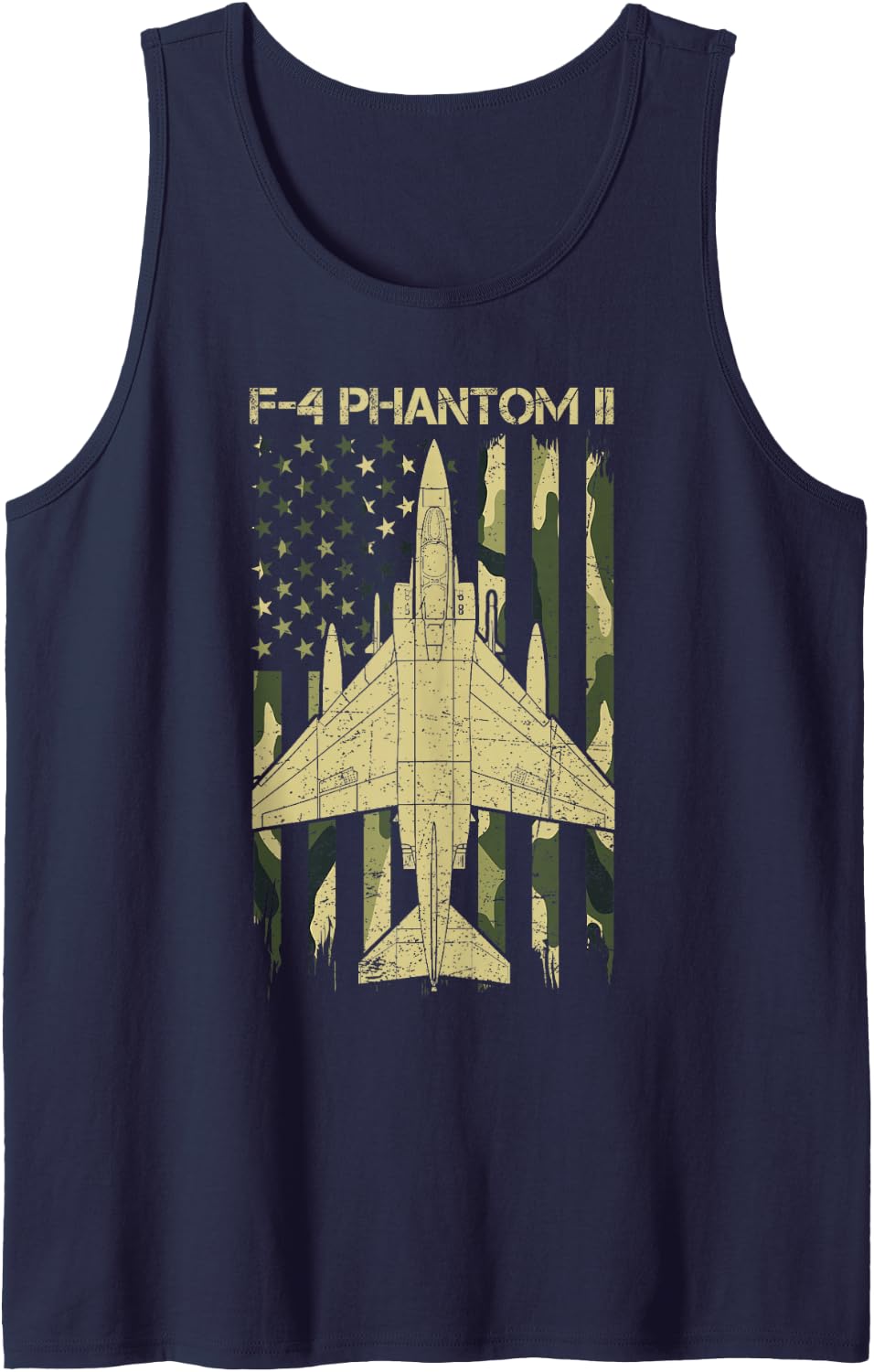 F-4 Phantom II Flag US Camouflage Fighter Jet Aircraft Tank Top - Navy Blue