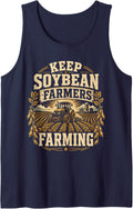 Keep Soybean Farmers Farming Agricultural Farmer Sleeveless Tank Top - Navy Blue