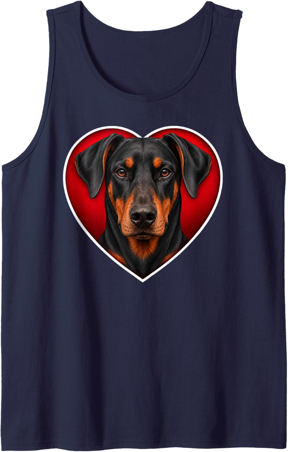 Floppy Ear Doberman Pinscher Heart Sleeveless Tank Top - Navy Blue
