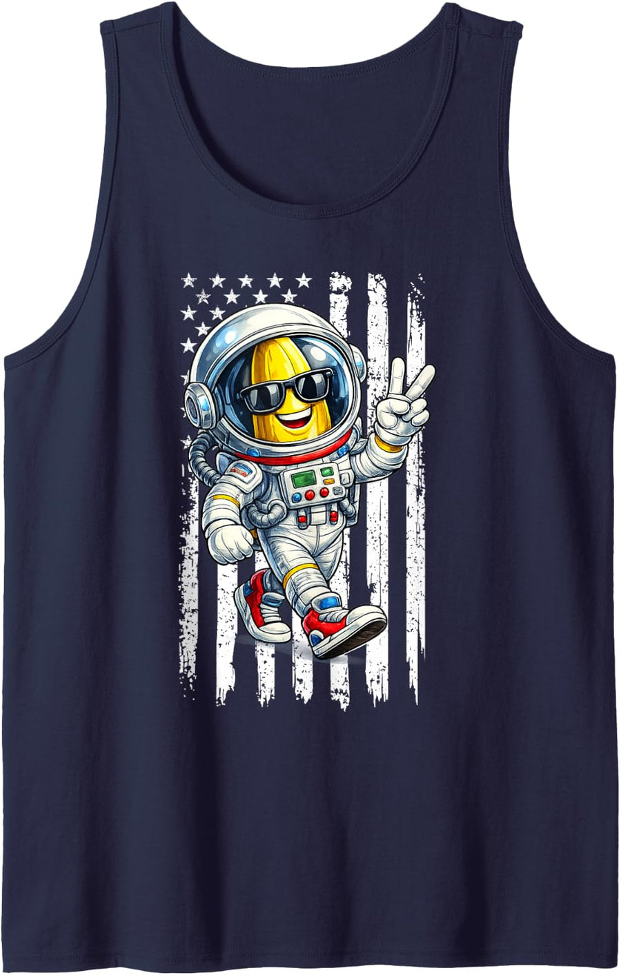 Funny Banana Astronaut Cool Astronomy Space Lover Sleeveless Tank Top - Navy Blue