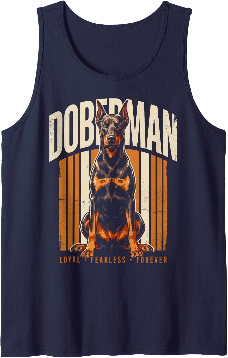 Loyal Fearless Forever Doberman Pinscher Dog Sleeveless Tank Top - Navy Blue