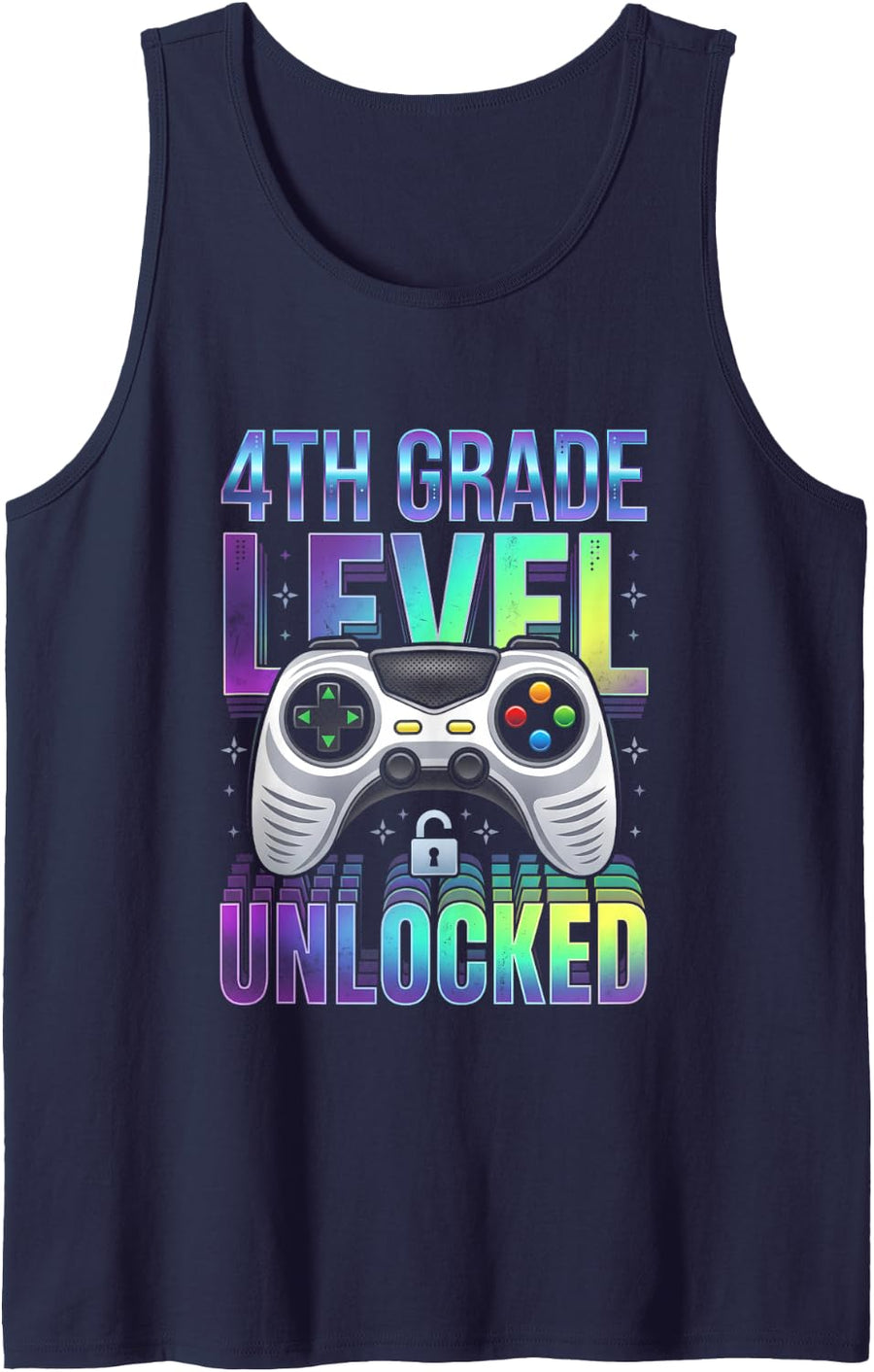 4th Grade Gamer Level Gaming Teacher Sleeveless Tank Top - Navy Blue