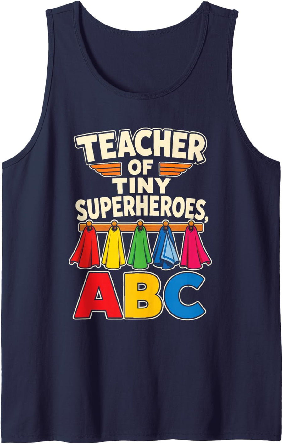 Elementary School Teacher of Tiny Superheroes ABC Sleeveless Tank Top - Navy Blue