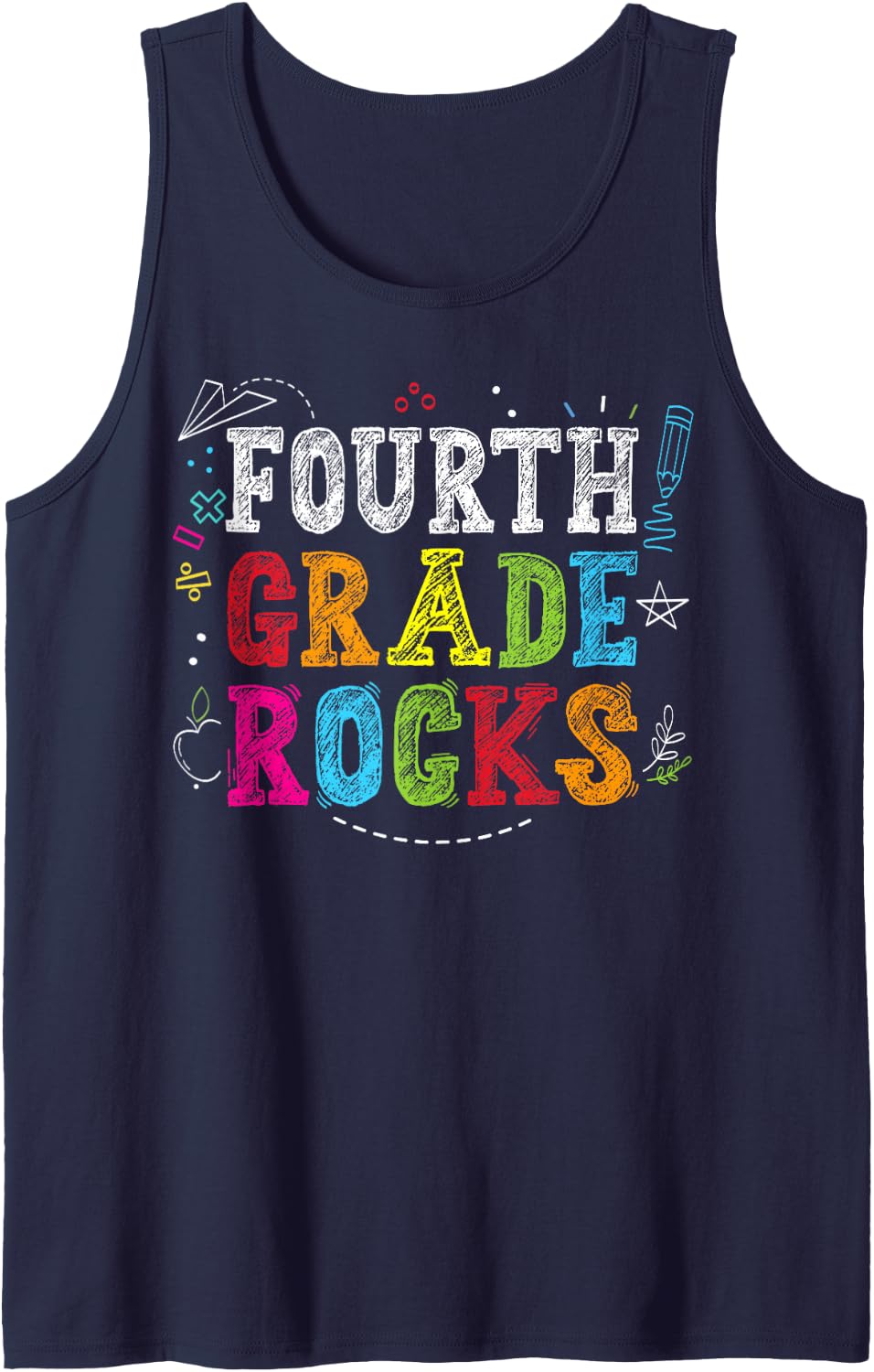 Fourth Grade Rocks Back to School 4th Grade Teachers Boys Sleeveless Tank Top - Navy Blue
