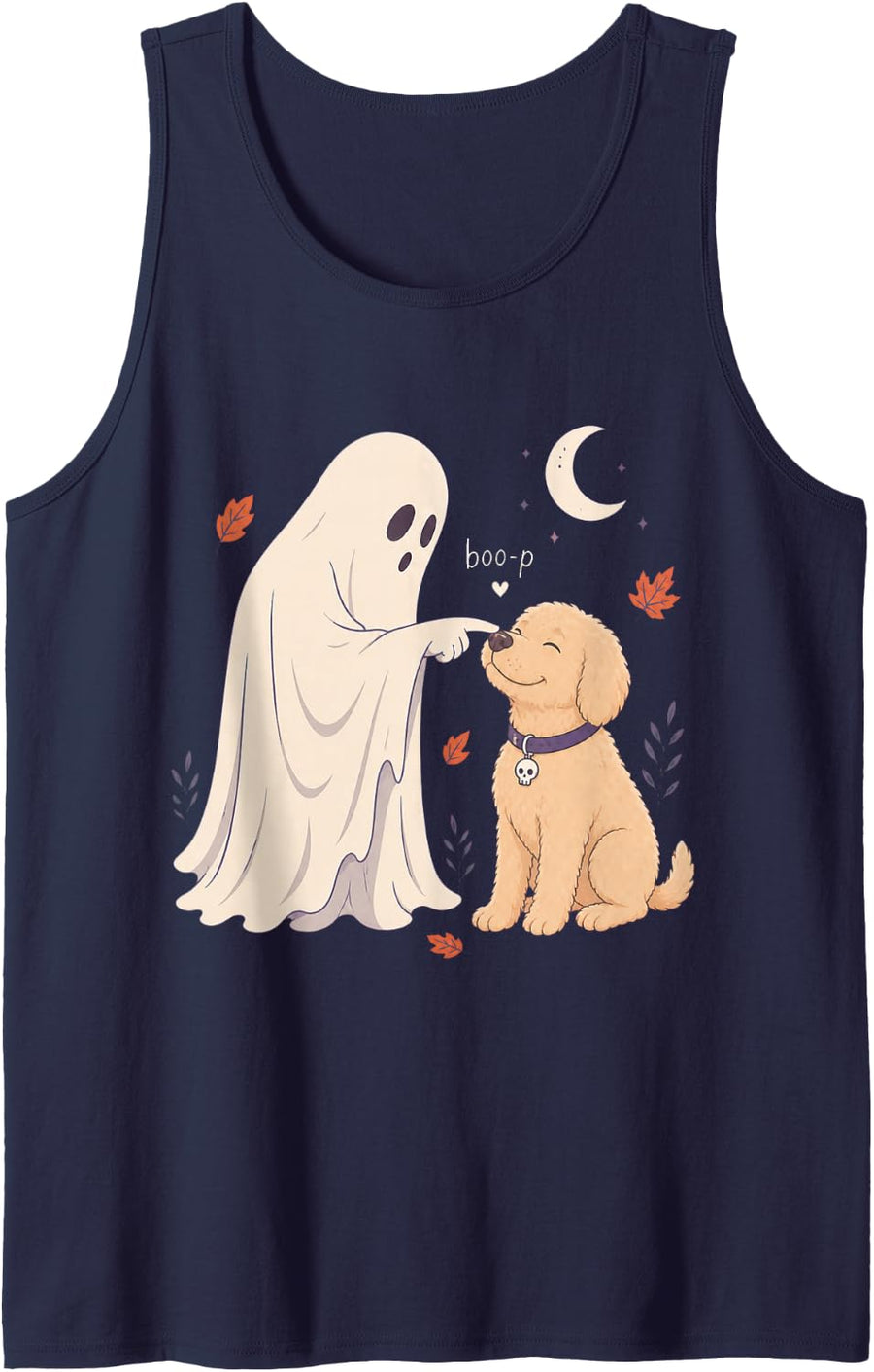 Funny Ghost Goldendoodle Dog Boop Halloween Women Men Tank Top - Navy Blue
