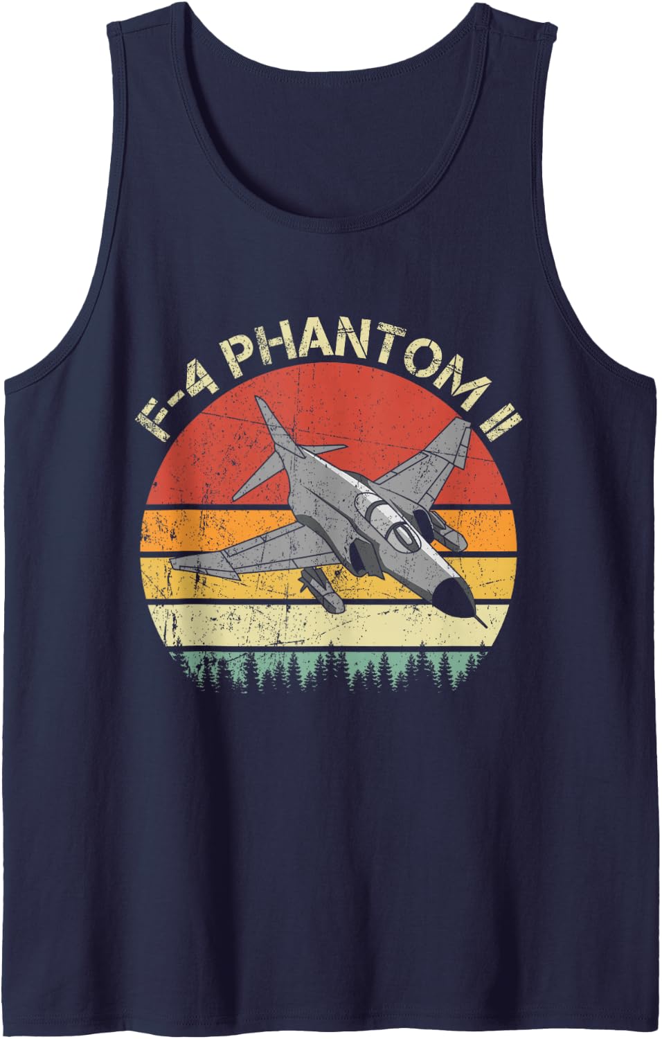 F-4 Phantom II Fighter Jet Vintage Retro Military Aircraft Tank Top - Navy Blue