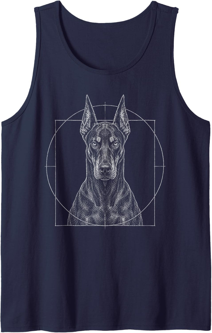 Doberman Pinscher Vitruvian Dog Sleeveless Tank Top - Navy Blue