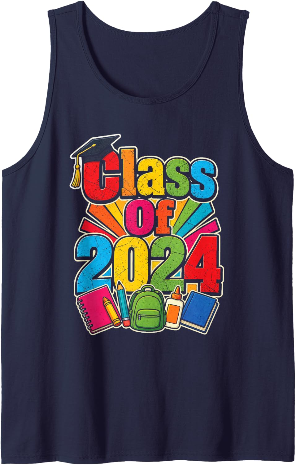 Elementary Graduation Class of 2024 Future Graduate Kids Sleeveless Tank Top - Navy Blue