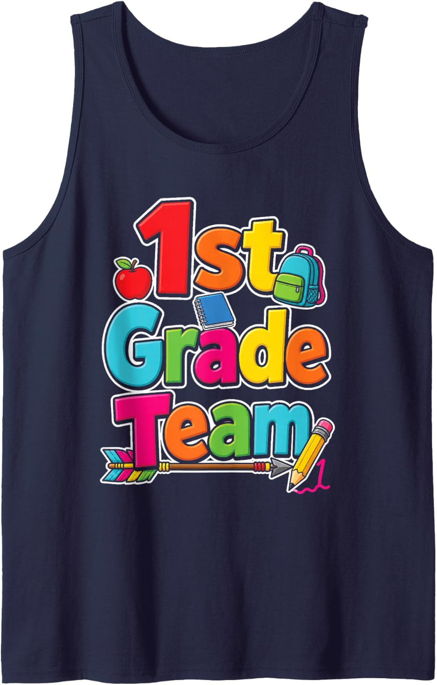 1st Grade Team First Day of School Elementary Kids Sleeveless Tank Top - Navy Blue