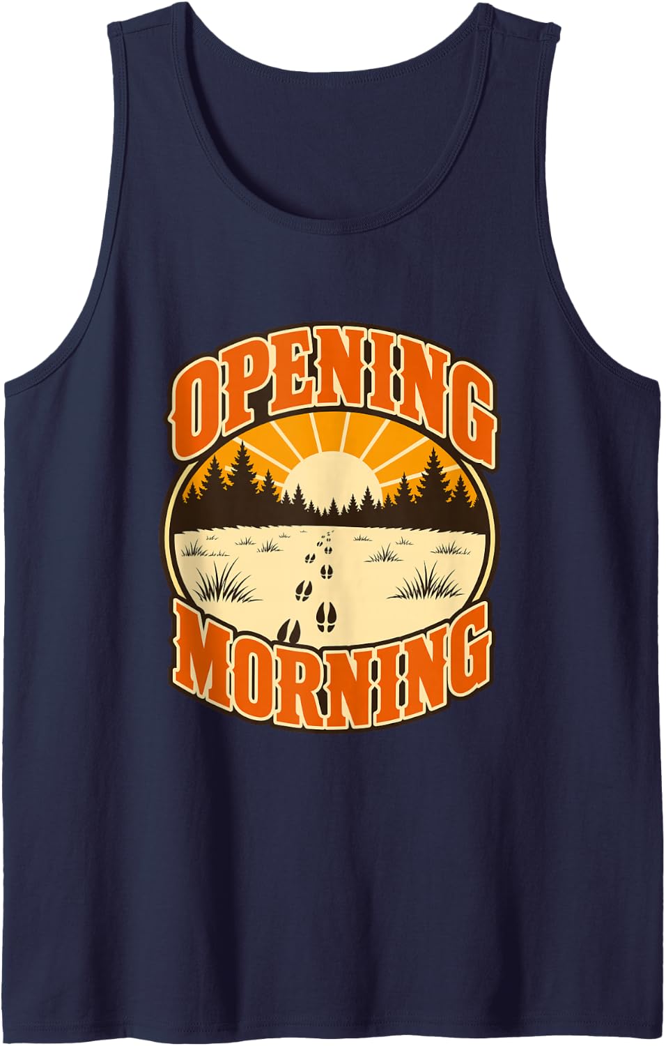 Opening Morning Whitetail Deer Hunting Tracks Sleeveless Tank Top - Navy Blue