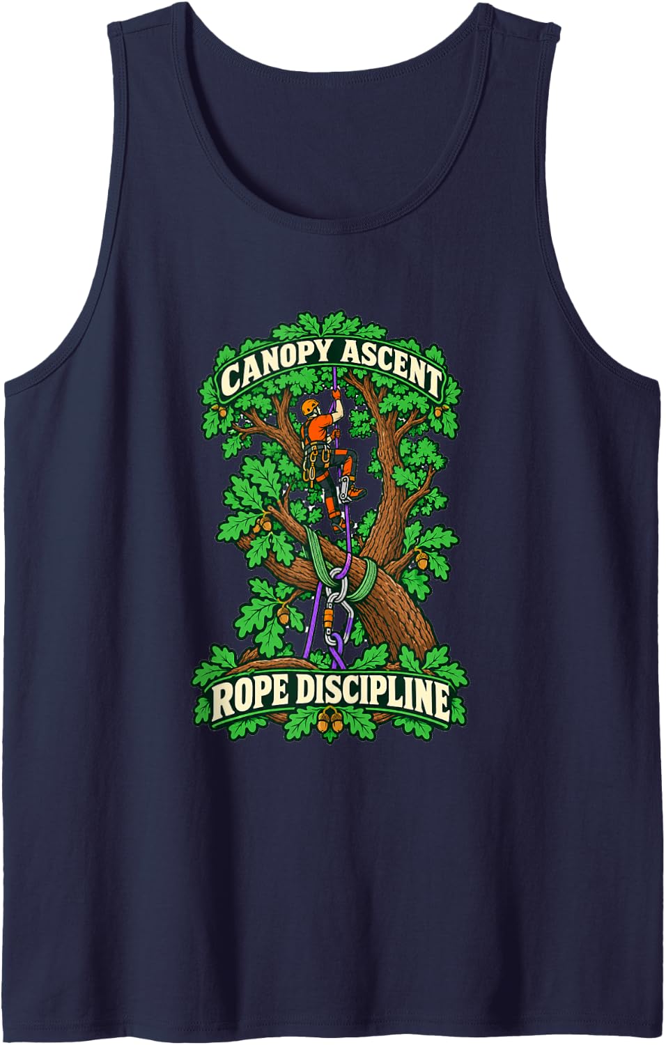 Arborist Climber Canopy Ascent Rope Discipline Sleeveless Tank Top - Navy Blue