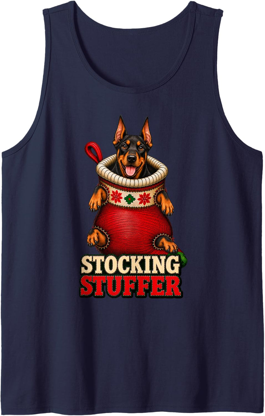 Doberman Pinscher Dog Christmas Stocking Stuffer Sleeveless Tank Top - Navy Blue