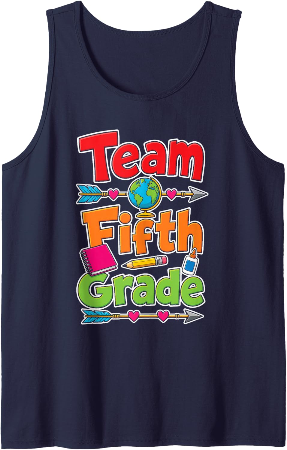 5th Grade Team Squad Matching Elementary School Class Sleeveless Tank Top - Navy Blue