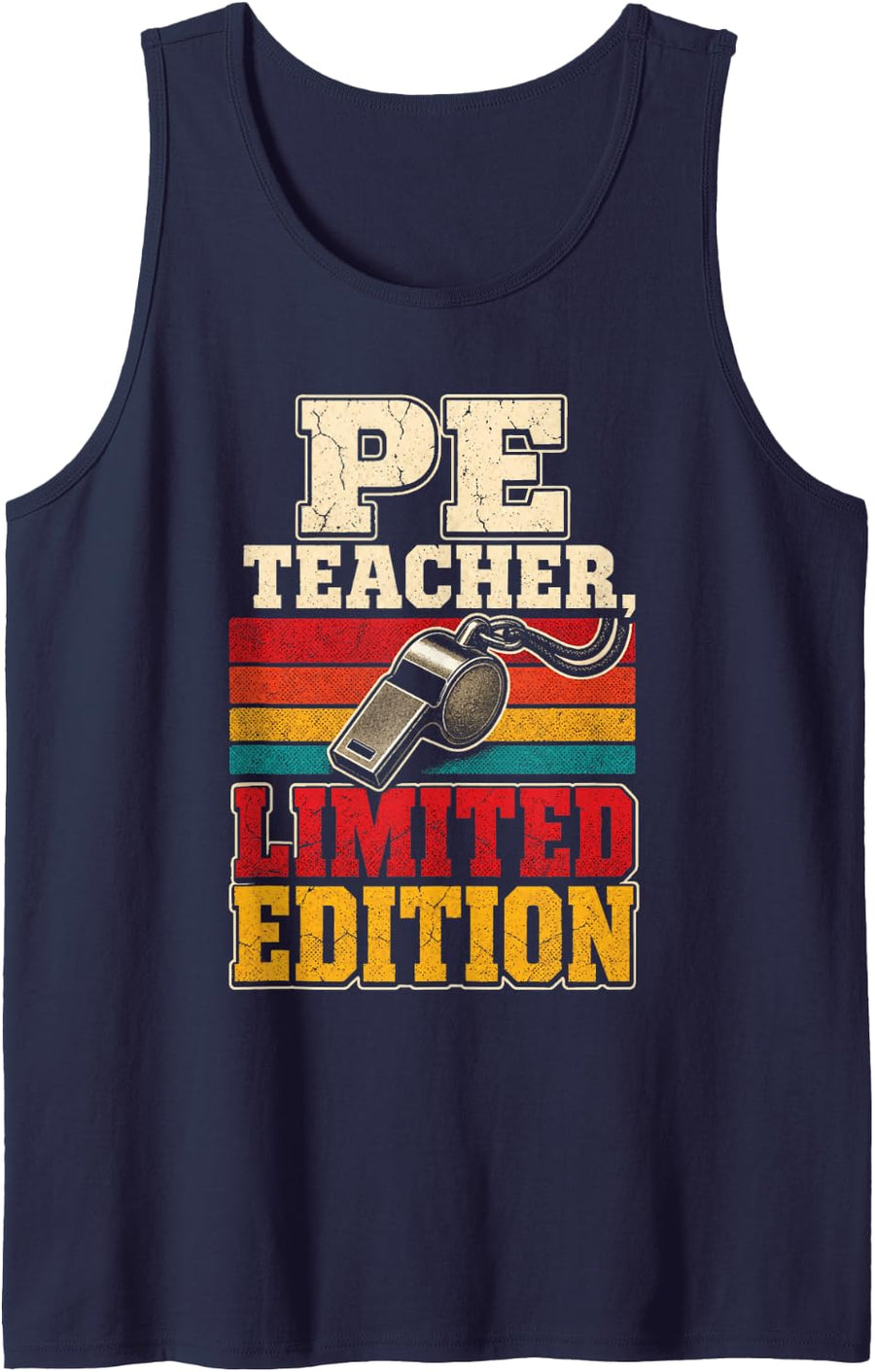 PE Teacher Limited Edition Gym Physical Education Vintage Sleeveless Tank Top - Navy Blue