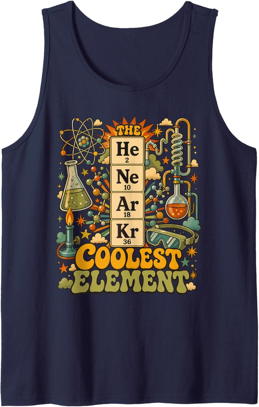 The Coolest Element Chemistry Noble Gases Sleeveless Tank Top - Navy Blue