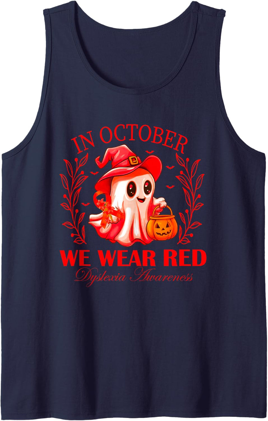I Wear Red Dyslexia Awareness Month Dyslexia Sleeveless Tank Top - Navy Blue