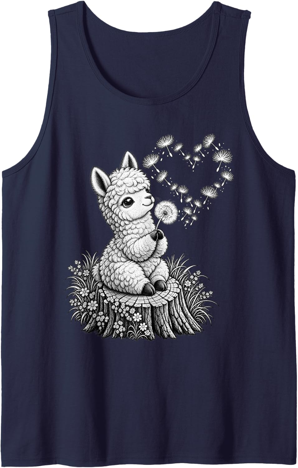 Alpaca Animal Art Portrait Wildlife Forest Alpaca Lover Sleeveless Tank Top - Navy Blue