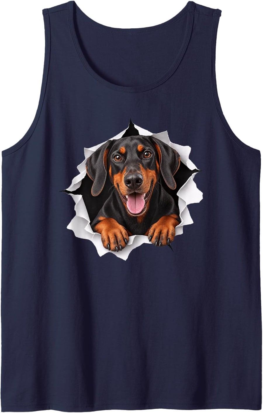 Funny Doberman Pinscher Peeking Cute Dog Lover Mom Dad Sleeveless Tank Top - Navy Blue