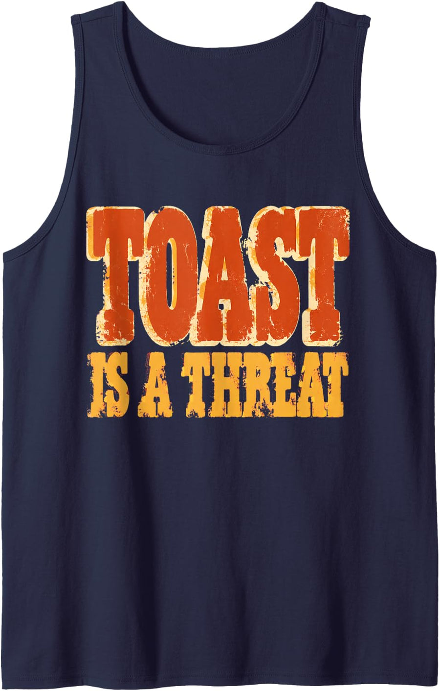 Toast is A Threat Keto Diet Low Carb Retro Humor Sleeveless Tank Top - Navy Blue