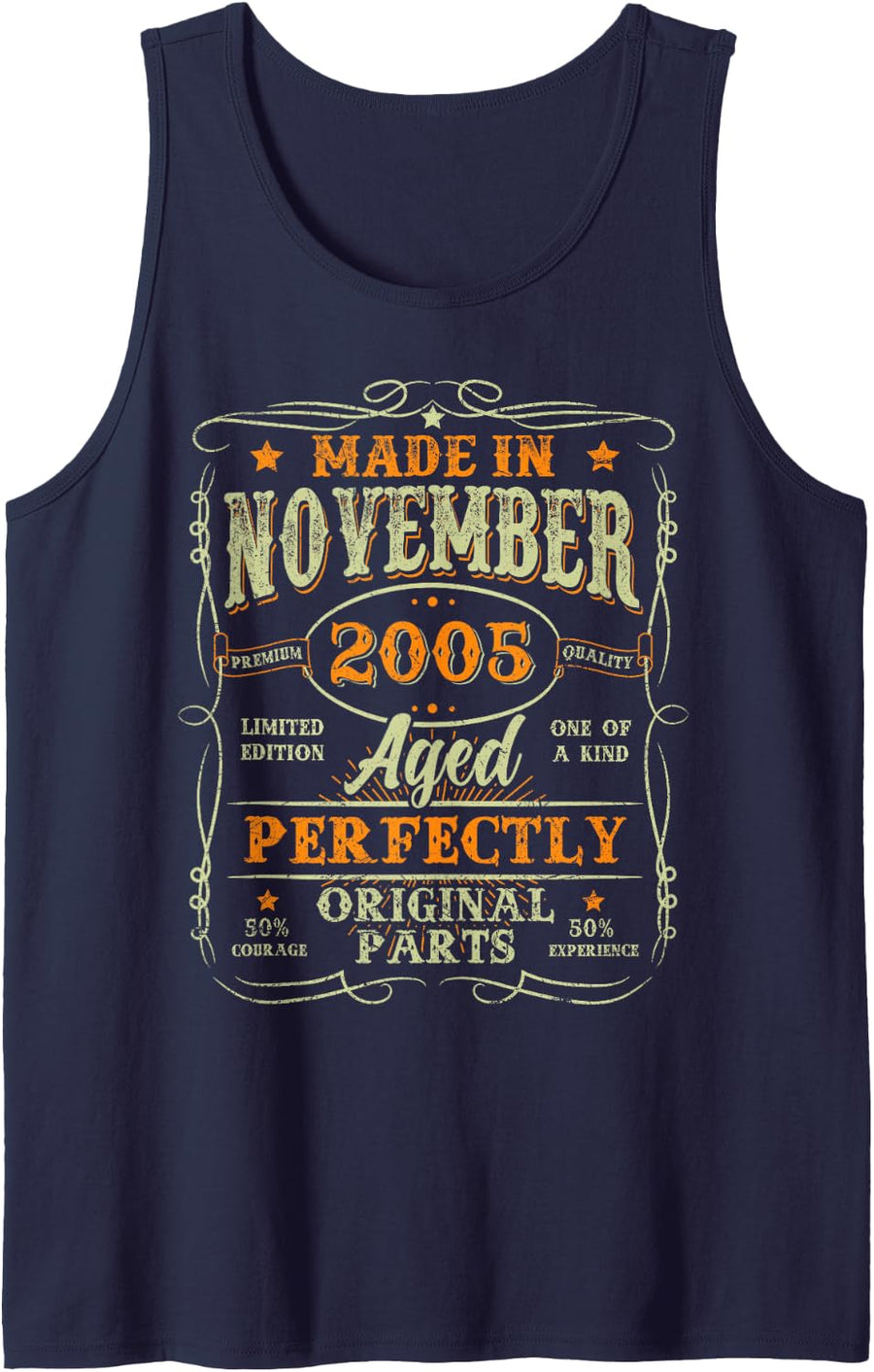 21 Years Old Vintage Made in November 2005 21st Birthday Men Tank Top - Navy Blue