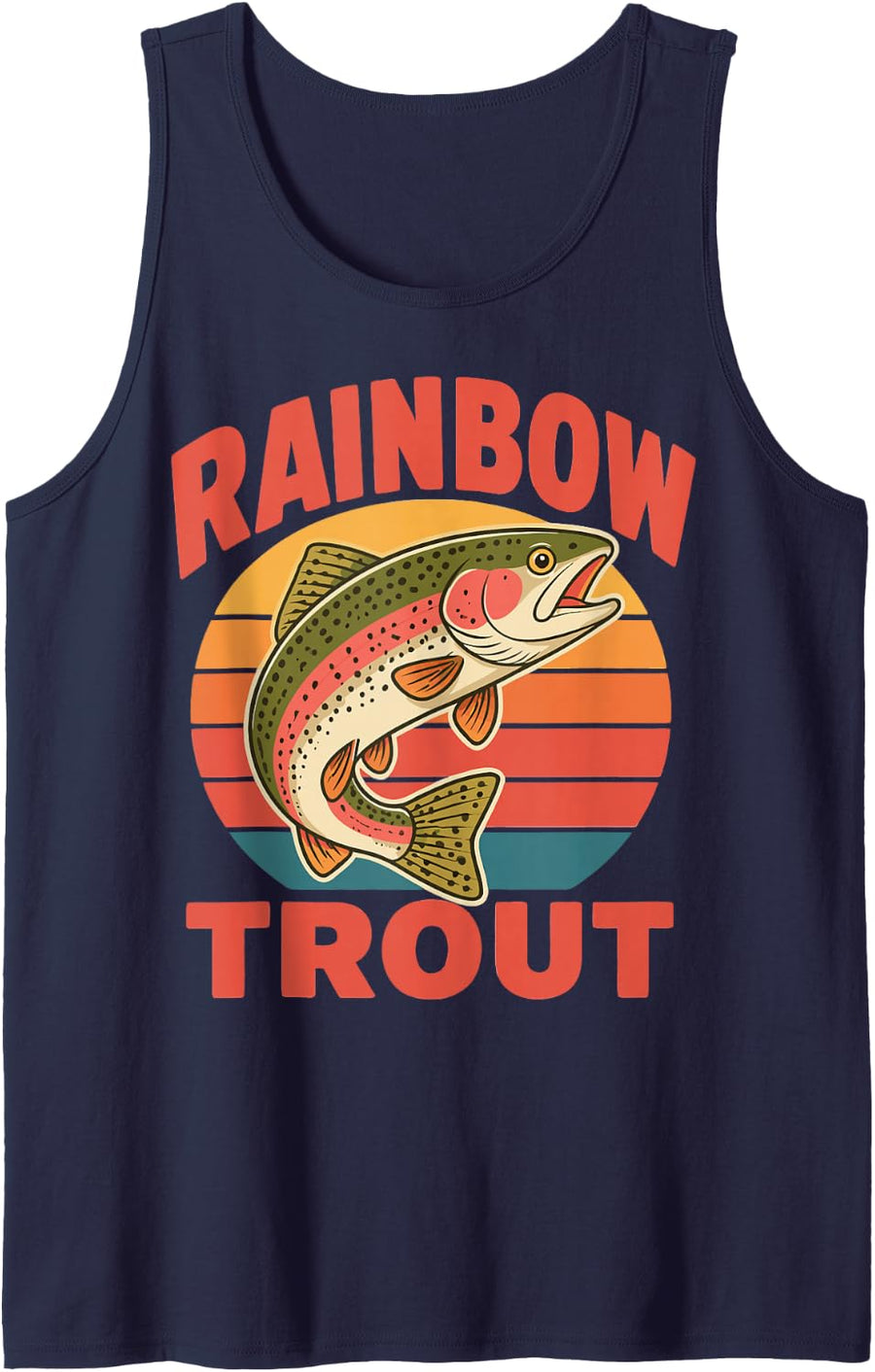 River Fishing Freshwater Angler Fisherman Rainbow Trout Sleeveless Tank Top - Navy Blue