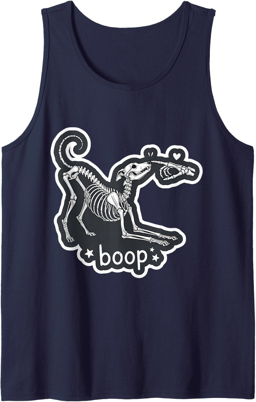 Boop Funny Dog Skeleton Boop Dog Owner Dad Mom Lover Spooky Sleeveless Tank Top - Navy Blue
