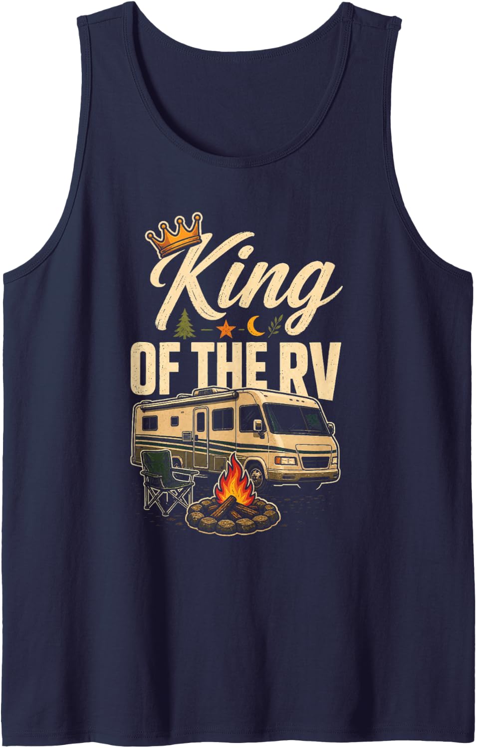 King of The RV Camping Motorhome Camper Life Gift for Men Sleeveless Tank Top - Navy Blue