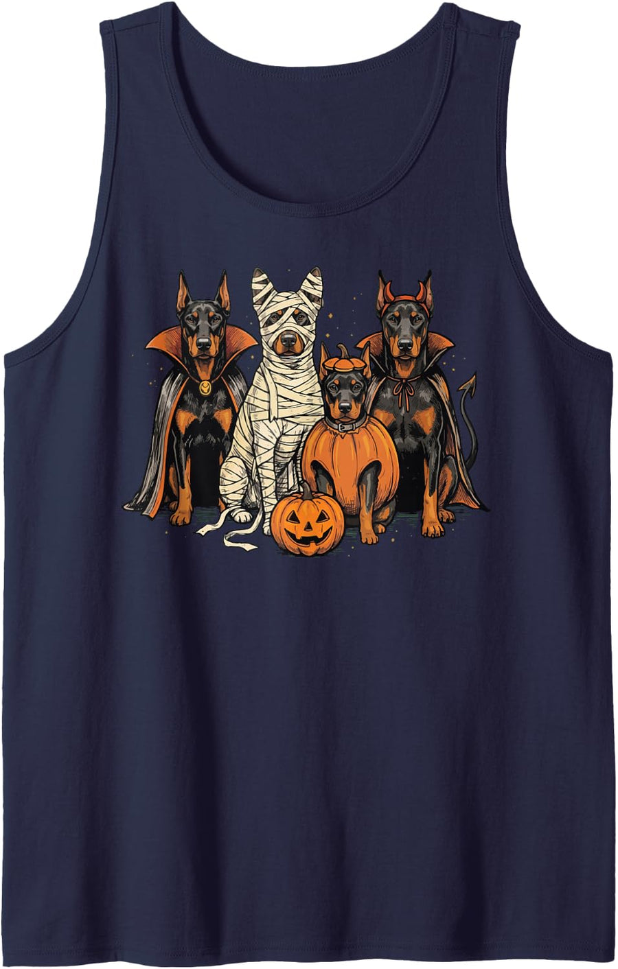 Dobermann Halloween Costume Sleeveless Tank Top - Navy Blue