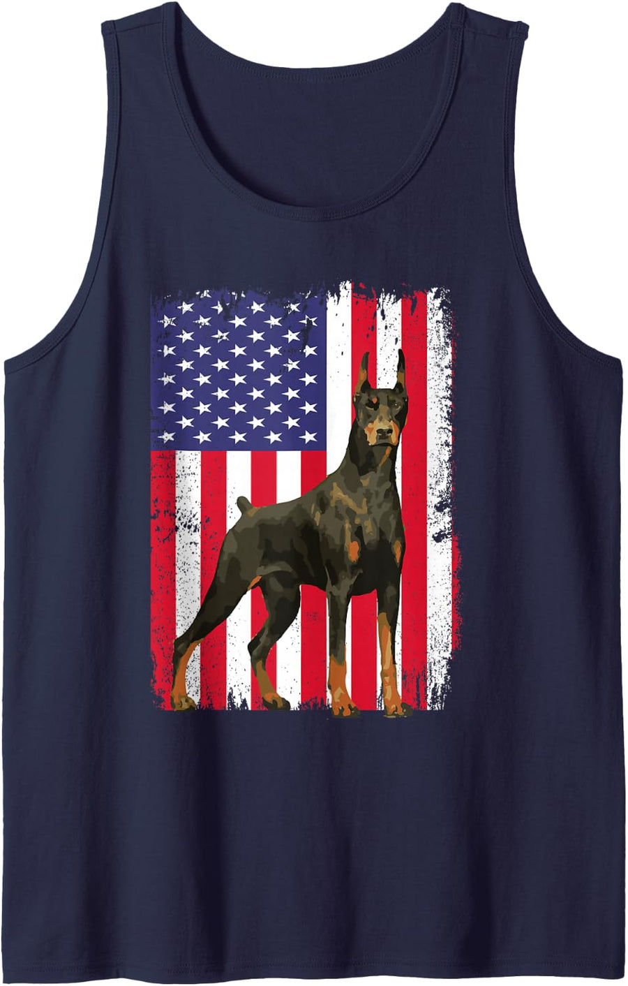 Doberman Pinscher American Flag USA Awesome Tank Top - Navy Blue