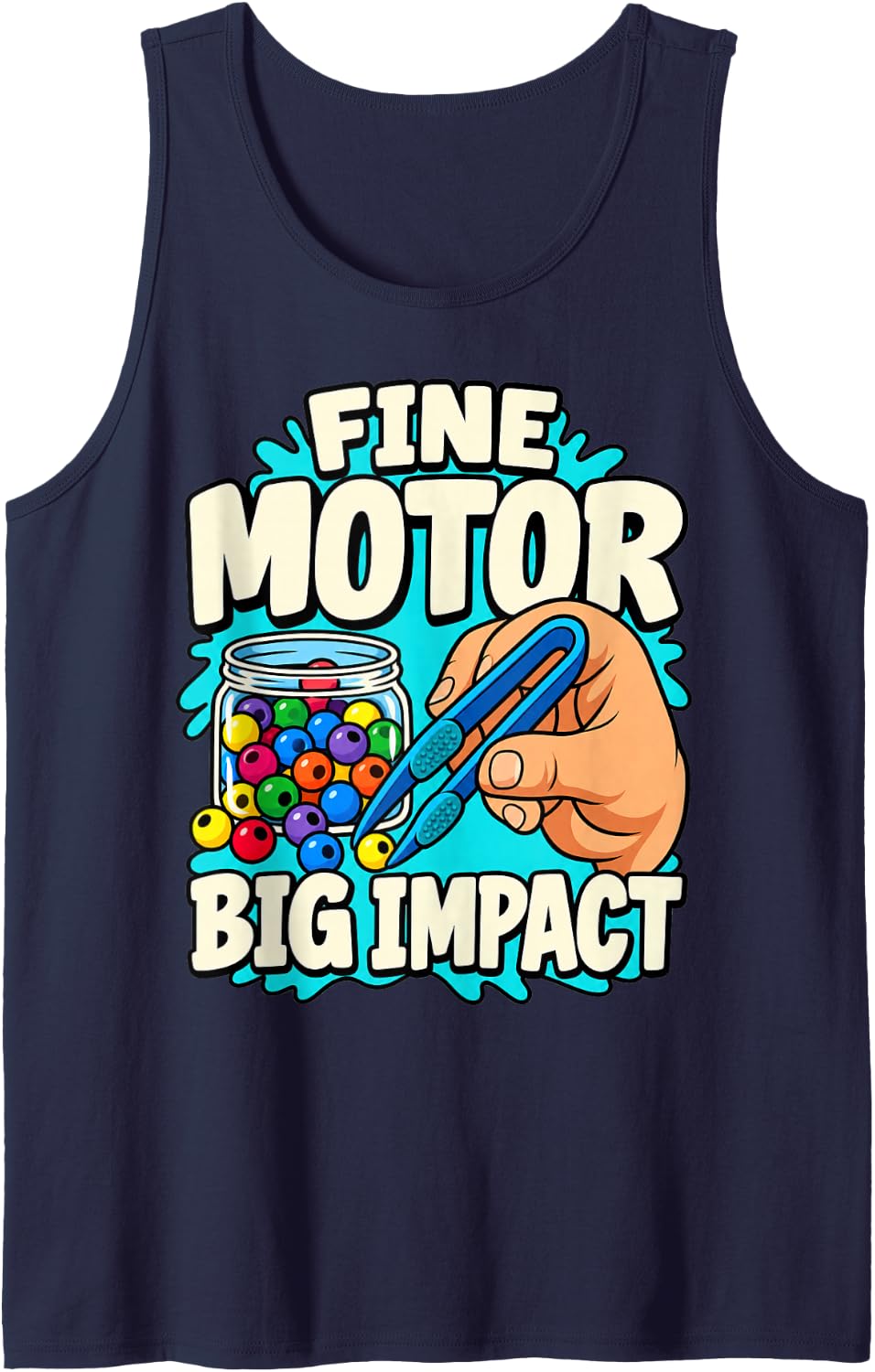 Occupational Therapy Fine Motor Big Impact Tongs Therapist Sleeveless Tank Top - Navy Blue