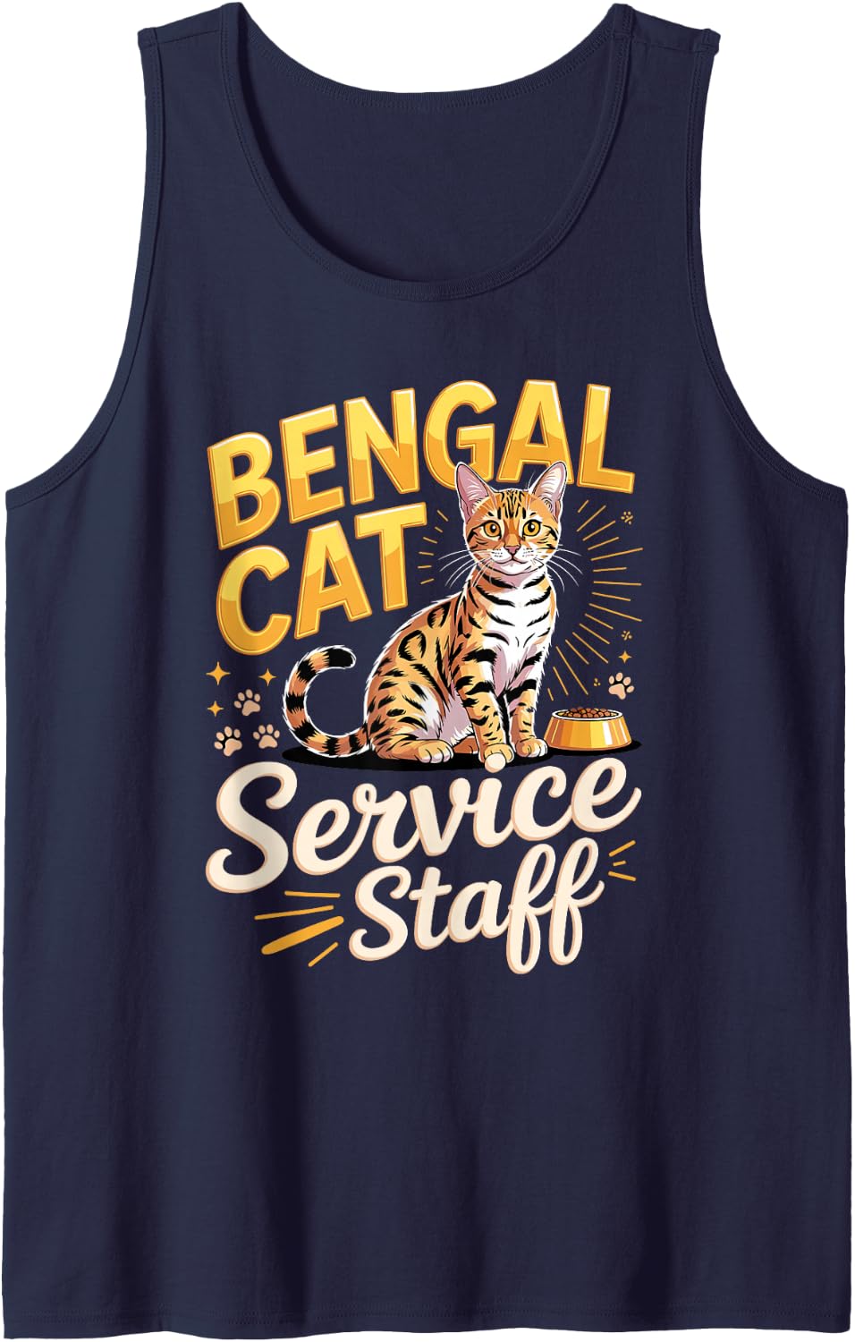 Bengal Cat Service Staff Bengal Exotic Cat Lover Sleeveless Tank Top - Navy Blue