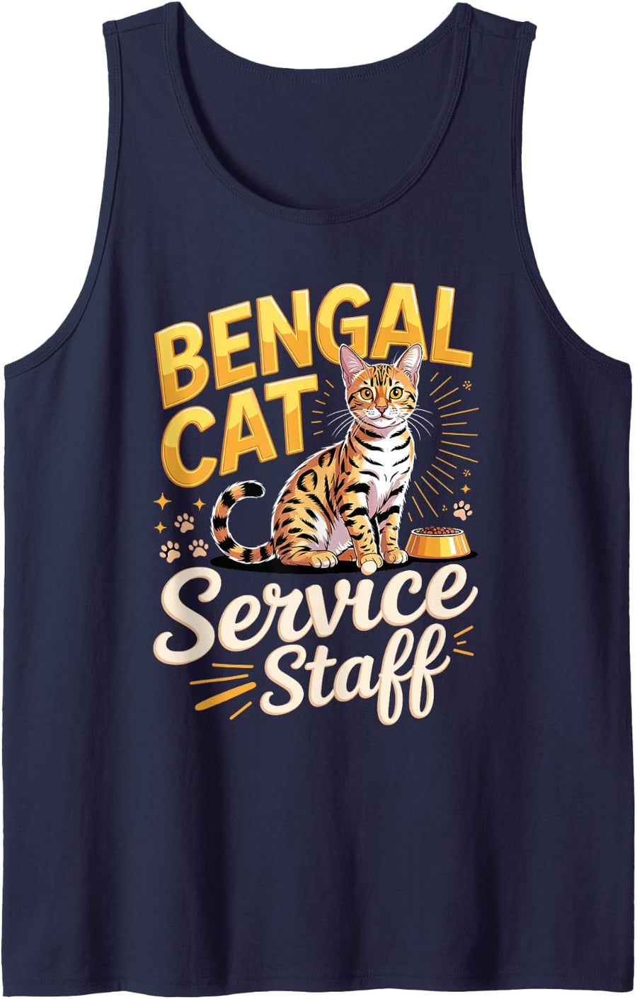 Bengal Cat Service Staff Bengal Exotic Cat Lover Sleeveless Tank Top - Navy Blue