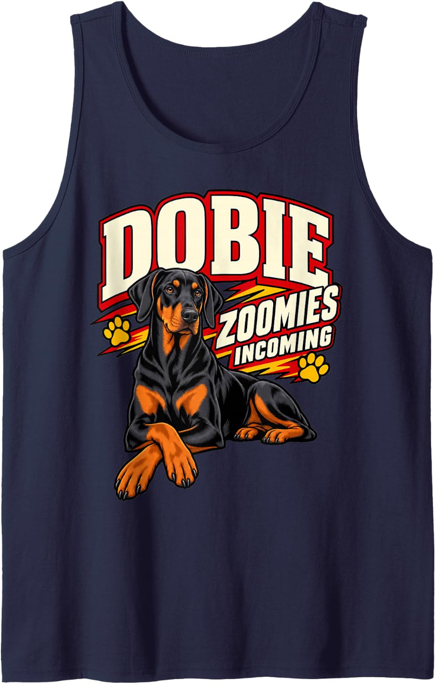 Doberman Dobie Zoomies Incoming Pinscher Mom Funny Pet Sleeveless Tank Top - Navy Blue