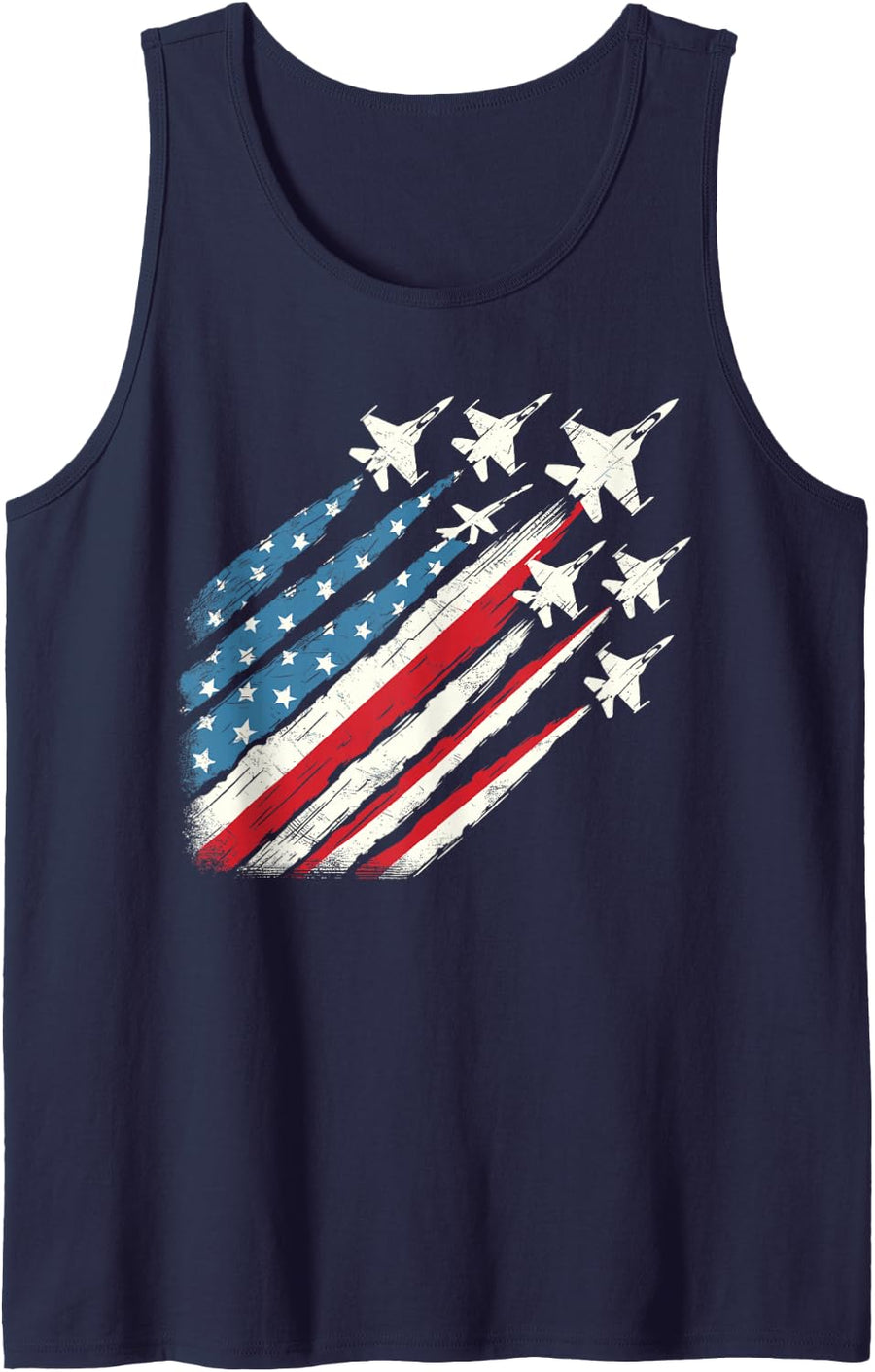 Patriotic USA Fighter Jets 4th of July Tank Top - Navy Blue