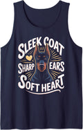 Sleek Coat Sharp Ears Soft Heart Doberman Dobie Dog Sleeveless Tank Top - Navy Blue