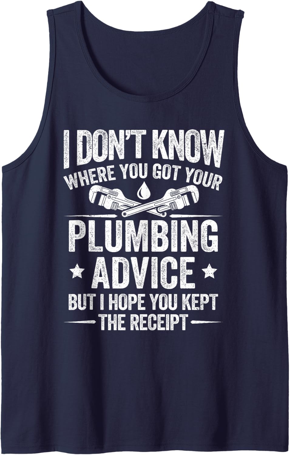 Plumber Funny Plumbing Professional Sleeveless Tank Top - Navy Blue