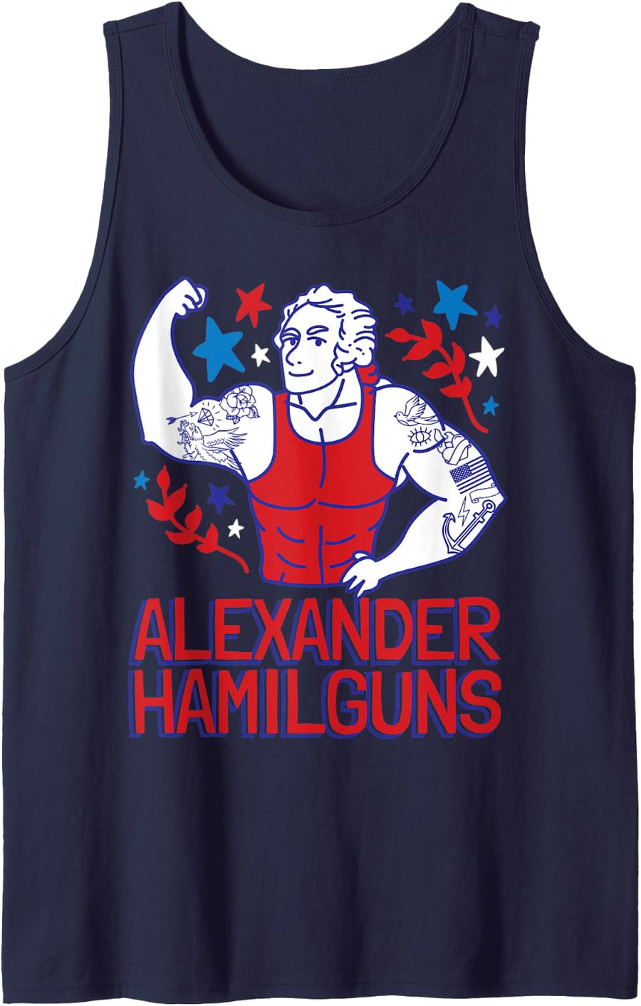 Alexander Hamilguns Hamilton Funny 4th Of July Gym Tank Top - Navy Blue