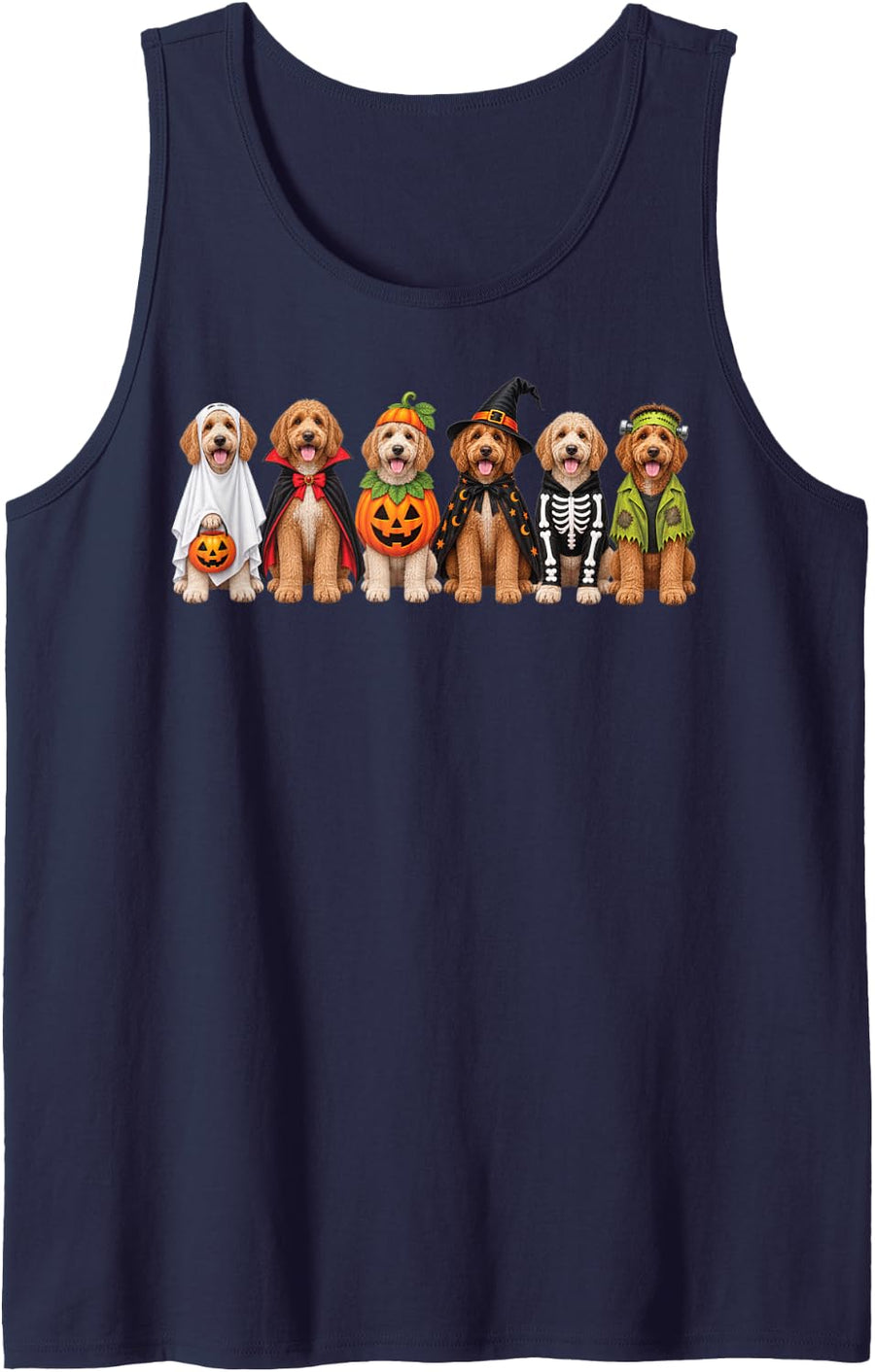 Funny Doodle Halloween Costume Tank Top - Navy Blue