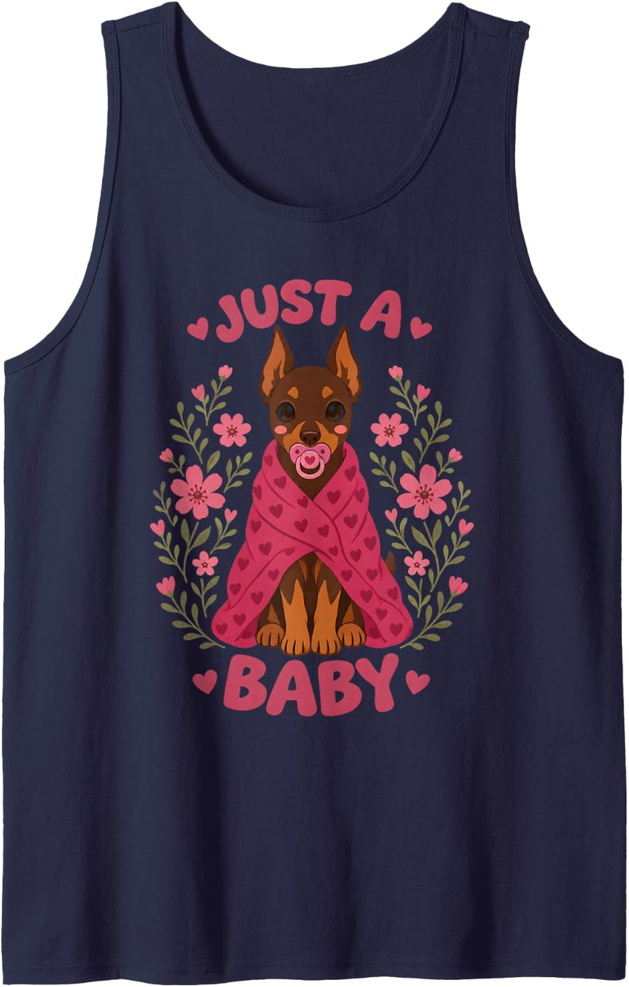 Just A Baby Doberman Pinscher Dog Mom Sleeveless Tank Top - Navy Blue