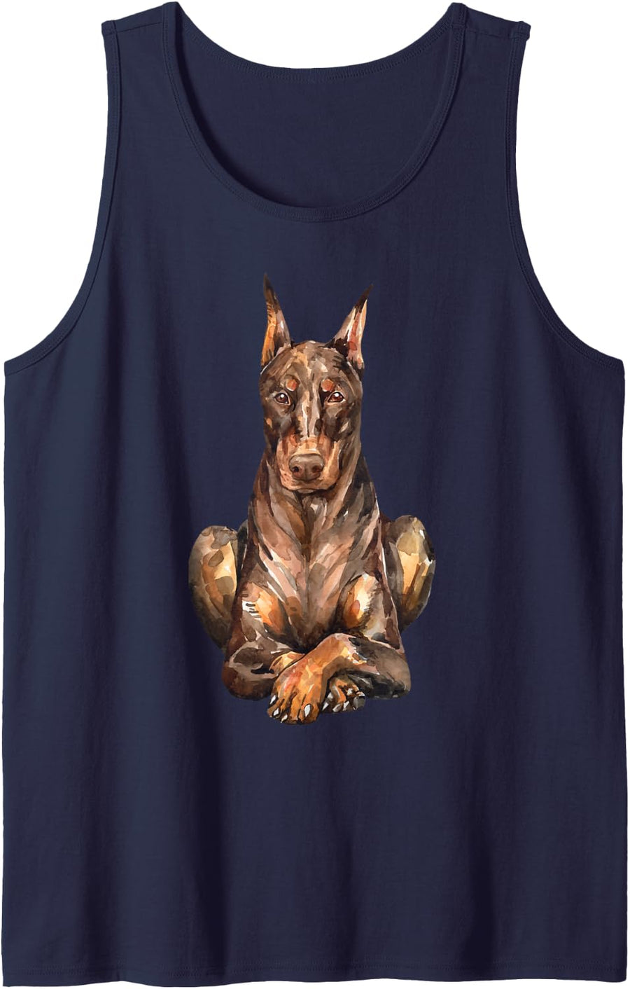 Watercolour Portrait Doberman Pinscher for Dog Owners Tank Top - Navy Blue